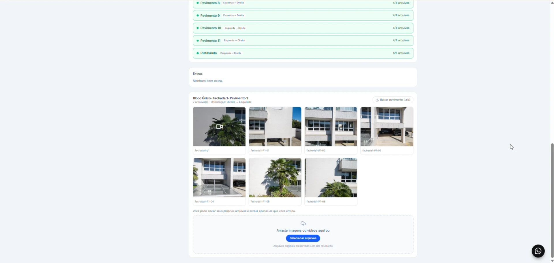 Pavimento do Acervo com fotos organizadas e opção de download